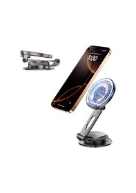 Resim 15w Manyetik Magsafe Uyumlu 360 Derece Hareketli Metal Araç İçi Kablosuz Şarj Cihazı 