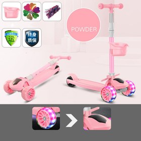 Resim Children'S Scooter Mi Gao Three-In-One Kids Skateboard Scooter Scooter - Pink / 5cm Hummer wheel and gifts 