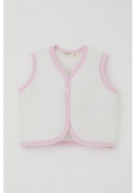 Resim Breeze Kız Bebek Polar Yelek Düğmeli 0-9 Ay, Beyaz Beyaz 