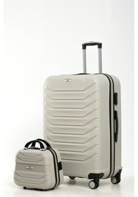 Resim Yefa Pp Polipropilen Kırılmaz Büyük & Makyaj Boy 2'li Valiz Seti Kemik 