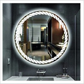 Resim Dnr-MirrorDnr-Mirror 70 cm Beyaz Ledli Tasarım Kumlamalı Banyo Aynası Makyaj Aynası Işıklı Ayna 