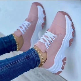 Resim Yeni Kadın Spor Ayakkabı Moda Platformu Dantel Up Rahat Spor Ayakkabı Rahat Pembe 39 Pembe 