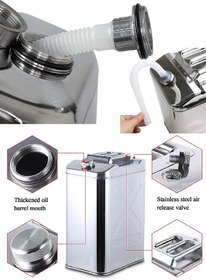 Resim BİTERSE Paslanmaz Çelik Benzin Bidonu Taşınabilir Yakıt Tankı Metal Benzin Bidonu 20 Lt 