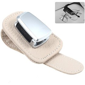 Resim Neevoyu Araç Güneşlik Gözlük Tutucu, Alüminyum Deri Malzeme, Kaymazsız Montaj, Gözlükleri Korumak Ve Düzenlemek, Bej 