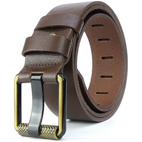 Resim Livze Erkek Hakki Deri 4,5 Cm Kot Kemeri Lacivert Açık Kahverengi 