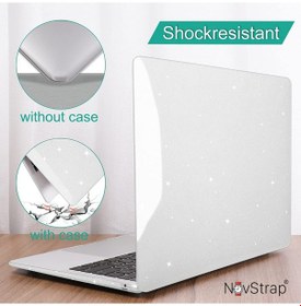 Resim Novstrap Apple Macbook Air M2 M3 13.6 İnç A2681 A3113 Uyumlu Kılıf Kapak Parlak Simli Kılıf Glitter Şeffaf 