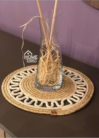 Resim Natural Jut, Moderin Görünümlü Hasır 33 X 33 Cm, Amerikan Servis, Supla. Bej-Şerit 