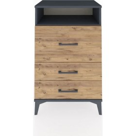 Resim Hyperion Komodin Tek Raflı 3 Çekmeceli 60X44X96 Antrasit-Çam 