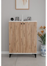 Resim 3 Raflı Kapaklı Ayakkabılık Dolabı Modern Çok Amaçlı Vestiyer & Antre Dolabı Beyaz - Atlantikçam 