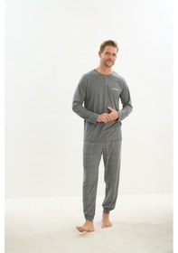 Resim Sevim Erkek Uzun Kol Gri Melanj Pijama Takım C4t2n5o9 001 
