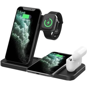 Resim pazariz 4 In1 Wireless Charger Kablosuz Şarj Istasyonu Standı 15 Watt Android Ve Ios Uyumlu Siyah 