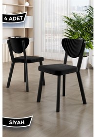 Resim Canisa Arfe Serisi 4 Adet Siyah Mutfak Sandalyesi Siyah Metal İskeletli 1. Sınıf Babyface Kumaş Sandalye Siyah Ayaklar Siyah 