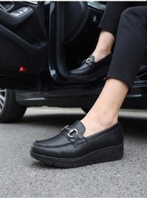 Resim Nesilshoes Nesil Shoes Neyna 1062 Siyah Dolgu Topuk Kadın Ayakkabı 