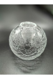 Resim KUĞULU Küçük Avize Camı, Yuvarlak, Şeffaf ,çatlatılmış Desenli (E.14) (ÇAP: 10.00CM- DUY YUVASİ: 3.00CM). 