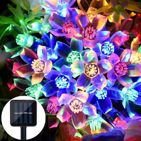 Resim Güneş Enerjili Kiraz Çiçeği Işıklı Dize - 5m, 20 LED, Çok Renkli, Sevgililer Günü & Dış Mekan Dekoru için Mükemmel, Renkli 