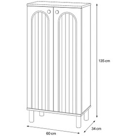 Resim Lidya 2 Kapaklı Ayakkabılık - Atlantik Çam / Beyaz 60x34x135 Cm 