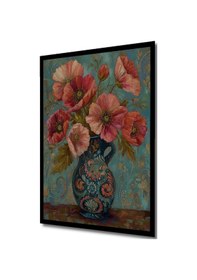 Resim Mistik Vazo Turkuaz Orkide Yağlı Boya Görünümlü Ahşap Ev,antre,ofis,mutfak Tablo Çerçeve Görünümlü-6-9748-7601 - 30 X 40 