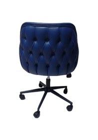 Resim Büro Sandalyesi Siyah Metal Ayaklı Mavi Renkli Suni Deri 