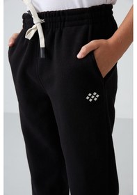 Resim Tommylife Tommy Life Siyah Kalın Yumuşak Dokulu Standart Fit Nakışlı Polar Erkek Çocuk Eşofman Alt - 11220 Siyah 