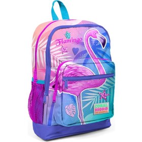 Resim Coral High Kids Lavanta Pembe Flamingo Desenli Dört Bölmeli Okul Çantası 23705 