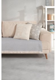 Resim Zeynep Tekstil Halfy Natural Pamuklu Koltuk Şalı Çekyat Örtüsü 100 x 210 CM Gri 