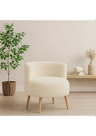 Resim Sydney Berjer - Welsoft Kumaş Modern Tekli Koltuk - Krem Krem 