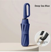 Resim Boatshop1 Koyu Mavi Otomatik Rüzgar Geçirmez Katlanır Şemsiye 10 Kaburgalı Demir Çerçeve Kompakt 