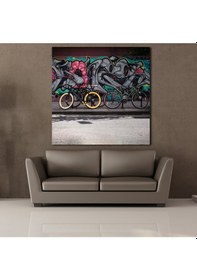 Resim Bisikletler Kanvas Tablo 130x130cm 