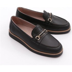 Resim Dgn 410 Kadin Loafer Ayakkabi Siyah Napa 