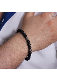 Resim 925 Ayar Gümüş Hematit Ve Mat Oniks Taşlı Erkek Bilekliği 