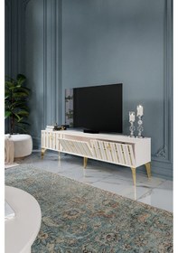 Resim 180 CM DUBAİ MDF MEBRAN KAPAK BEYAZ GOLD 