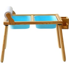 Resim Woodnjoy Ahşap Duyusal Çocuk Aktivite Masası + Rulo Kağıt - Mavi 