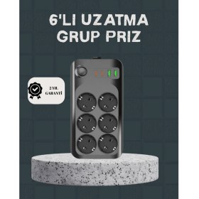 Resim Zero Land Drnds Termal Akım Korumalı 6’lı Uzatma Priz USB Type-C Hızlı Şarj 2500W 