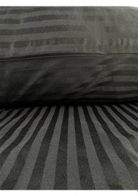 Resim Çizgili Saten Siyah 2 Adet 50x70 Yastık Kılıfı Siyah 