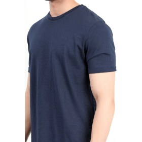Resim Erkek Bisiklet Yaka Basic %100 Pamuklu T-Shirt Lacivert - 25Y 2735 