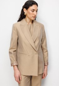 Resim Mizalle Bej Rengi Kruvaze Blazer Ceket 