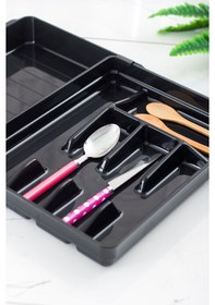 Resim Akrilik Siyah Ayarlanabilir Çekmece İçi Kaşıklık & Çekmece İçi Organizeri (35*28*5 / 35*44*5) 