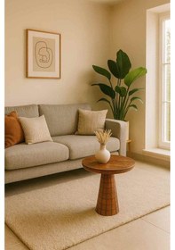 Resim Doğal Masif Ahşap Tekli Yan Sehpa Modern Mantar Sehpa Tasarımı - Açık Ceviz Renk Açık Ceviz 