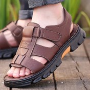 Resim Erkekler için büyük boy hafif kaymaz moda rahat sandaletler, ayarlanabilir kapanışlı hızlı kuruyan rahat plaj ayakkabıları, kauçuk taban, sahte üst ve iç malzeme - dış mekan, günlük giyim ve rahat kıyafetler için mükemmel, askılı sandaletler 