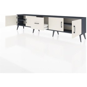 Resim Arges Tv Ünitesi 2 Raflı Tek Çekmeceli 4 Kapaklı 220x30x51 Antrasit-aytaşı Aytası/aytası - Antrasıt 