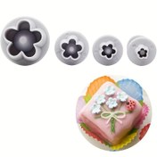 Resim 4'lü Set Erik Çiçeği Yaprakları Desenli Yumuşak Şeker Bahar Yaratıcı DIY Kurabiye Pişirme Araçları 