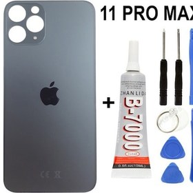 Resim Senalstore Apple Uyumlu iPhone 11 Pro Max Arka Batarya Pil Kapağı + Yapıştırıcı + Tamir Set - Yeşil 