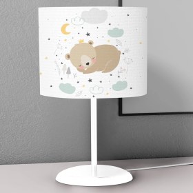 Resim instababyrooms Sevimli Uyuyan Ayı Desenli Çocuk Odası Dijital Baskılı Çocuk Odası Masaüstü Abajur Avize 