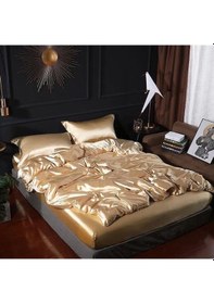 Resim 2 Li İpek Dokulu Saten Yastık Kılıfı 50x70 - Altın - Mikrosaten, Saç Ve Cilt Dostu Diğer 