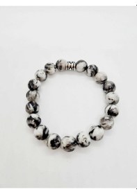 Resim Gümüştel El Sanatları Sertifikalı Jasper Doğal Taş Bileklik 10mm Çok Renkli 