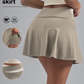 Resim Kadın Atletik Etek, Görünmez Renk Blok Tasarımı, Koşu, Fitness, Yoga, Tenis için Sahte İki Parça Etek - Orta Esneklik, Kısa Uzunluk, Bahar/Yaz Spor Stili 