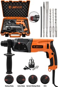 Resim JetVolt Profesyonel 850w Darbeli Metal Şanzıman Kırıcı Delici Hilti Matkap - Turuncu 