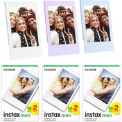 Resim Instax mini 60'lı Film Lila Mavi ve Beyaz 3 Fotoğraf Çerçevesi 