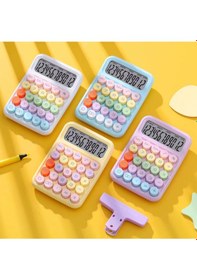 Resim Mobgift Renkli Yuvarak Tuşlu Şirin Hesap Makinası Pembe 