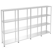 Resim RafBurada 4 Katlı 4'lü Galvaniz Çelik Raf - Depo, Arşiv, Kiler, Dosya, Market Rafı 31x60 Cm-150 Cm-0.70 Mm 